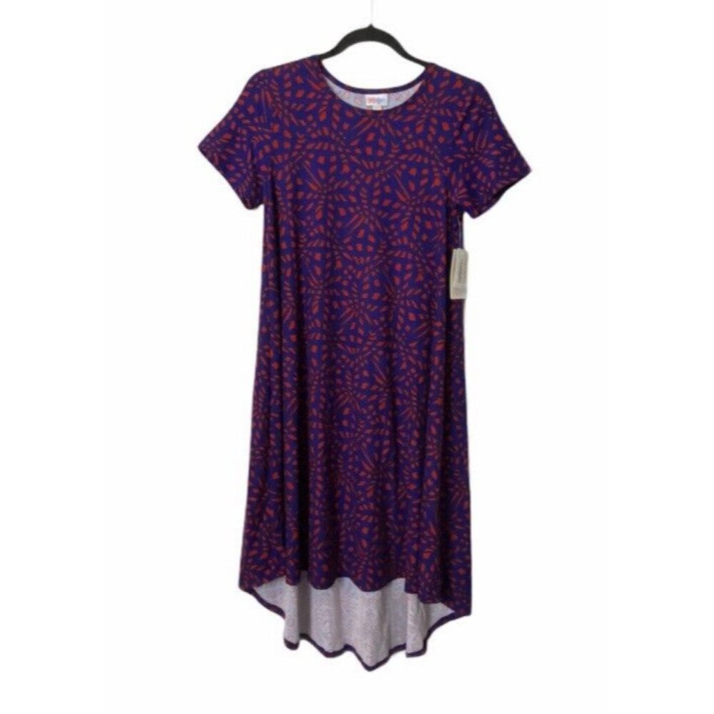 Lula Roe Womens Carly High Low Dress Red And Purple Size XXS New With Tags